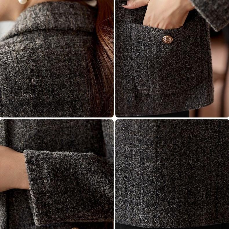 Casual Elegant Short Women's Blazer Jacket Notched Collar Autumn Winter Cotton Added Fashion Retro Style Full Sleeve Coat