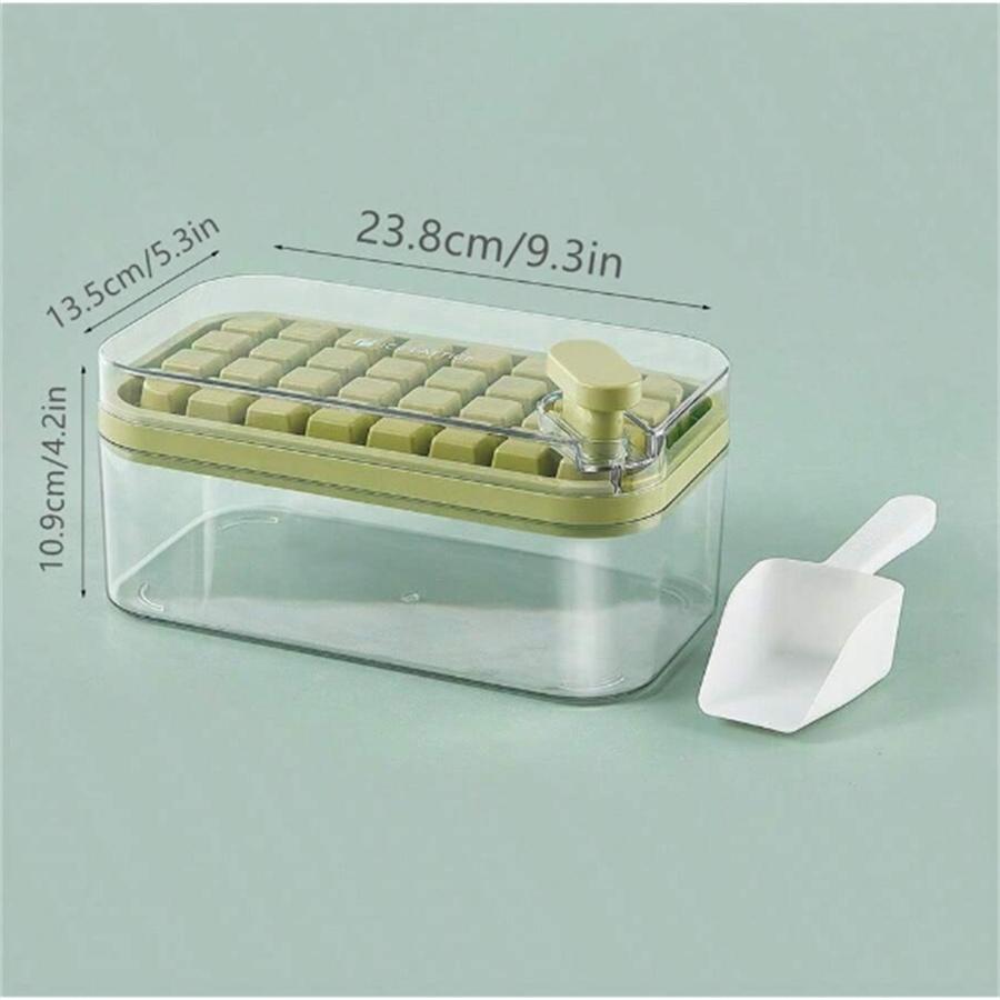 Ice Cube Tray With Lid And Bin, 1-Piece For Freezer, 32-Compartment Ice Cube Mould, Easy-Release Ice Cube Mould For Whisky