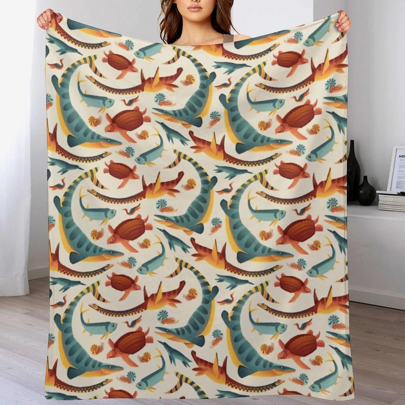 

Western Interior Seaway Pattern Throw Blanket Warm Accent Blanket for Living Room Decoration 102x76cm(40x30in)