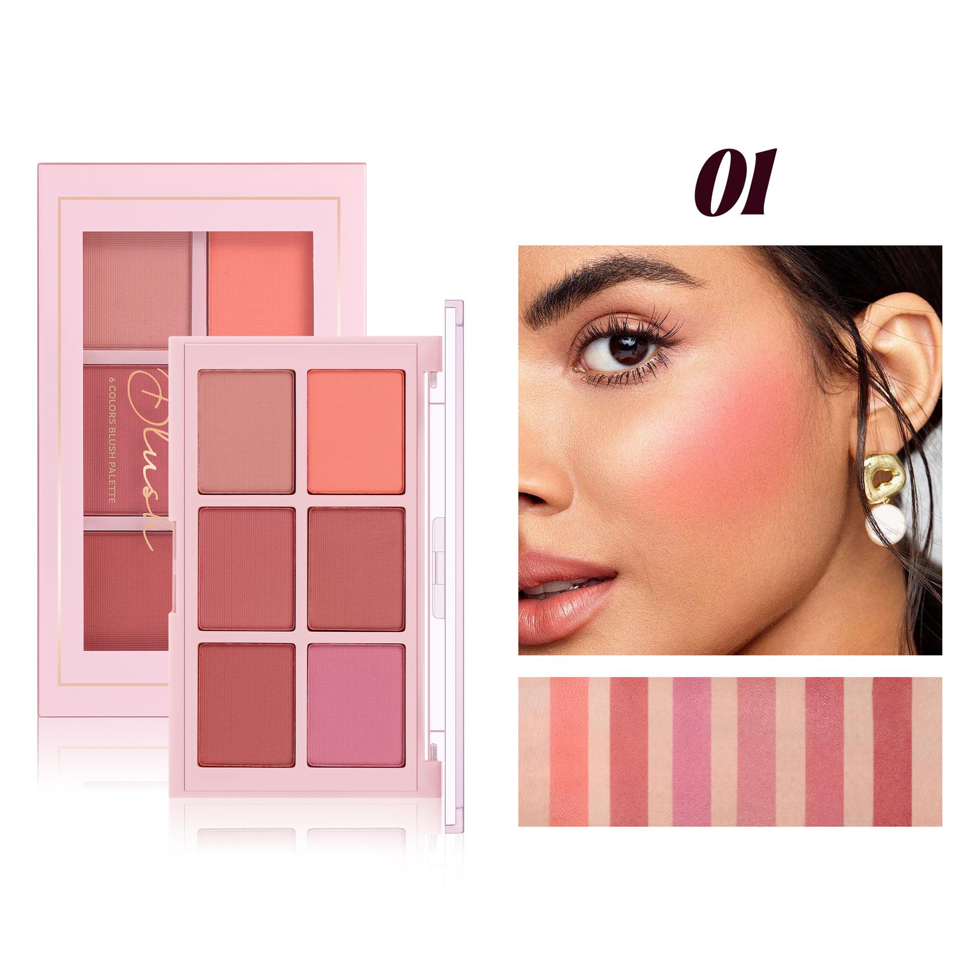 Six Color Matte Blush Plate Natural Color Blush Grooming Plate Matte Blush Makeup Plate 01