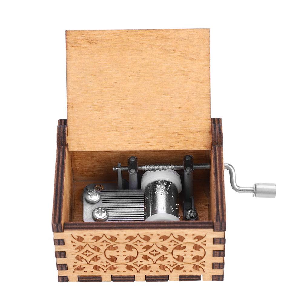 1pc Wooden Hand Crank Music Box Mechanical Classic Craft Birthday Gift (#3)