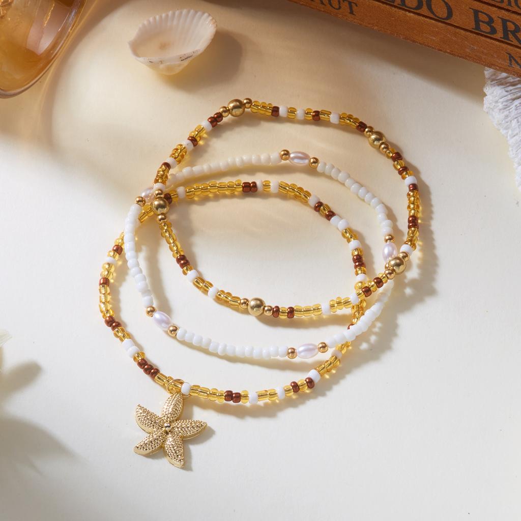 Vintage Gold Color Multilayer Anklet for Women Starfish Conch Scallops Pendant Metal Chain Anklet Beach Party Foot Jewelry Gifts