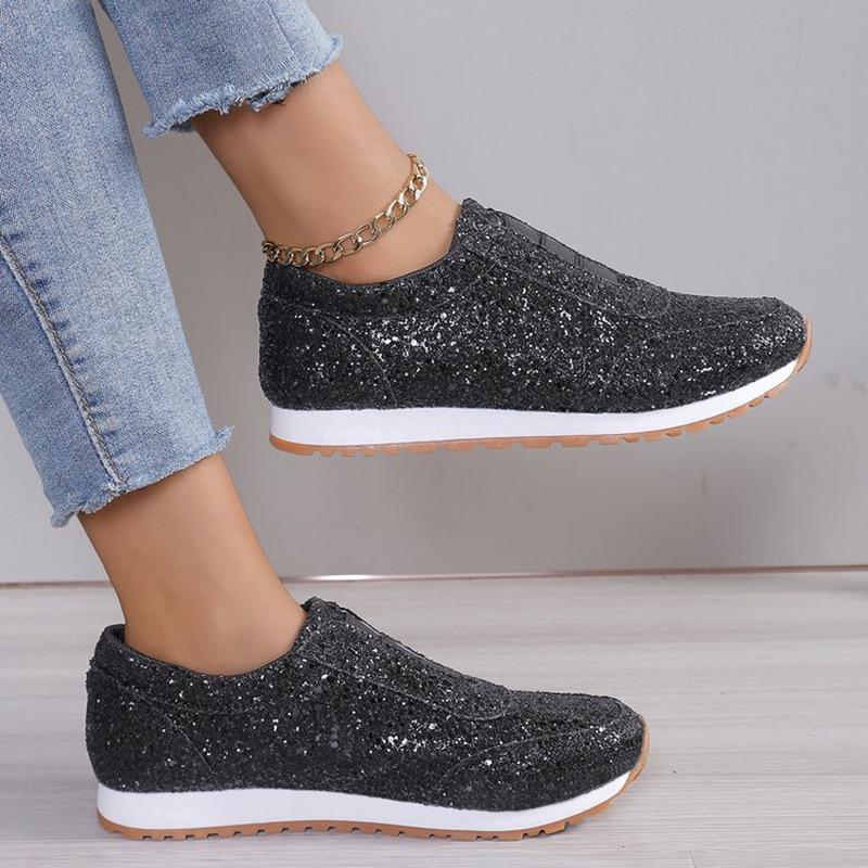 Fashion Slip On Gold Sequins Sneakers for Women Apring Autumn Plus Size Platform Sneakers Shoes Woman Comfort Lightweight Sport Shoes