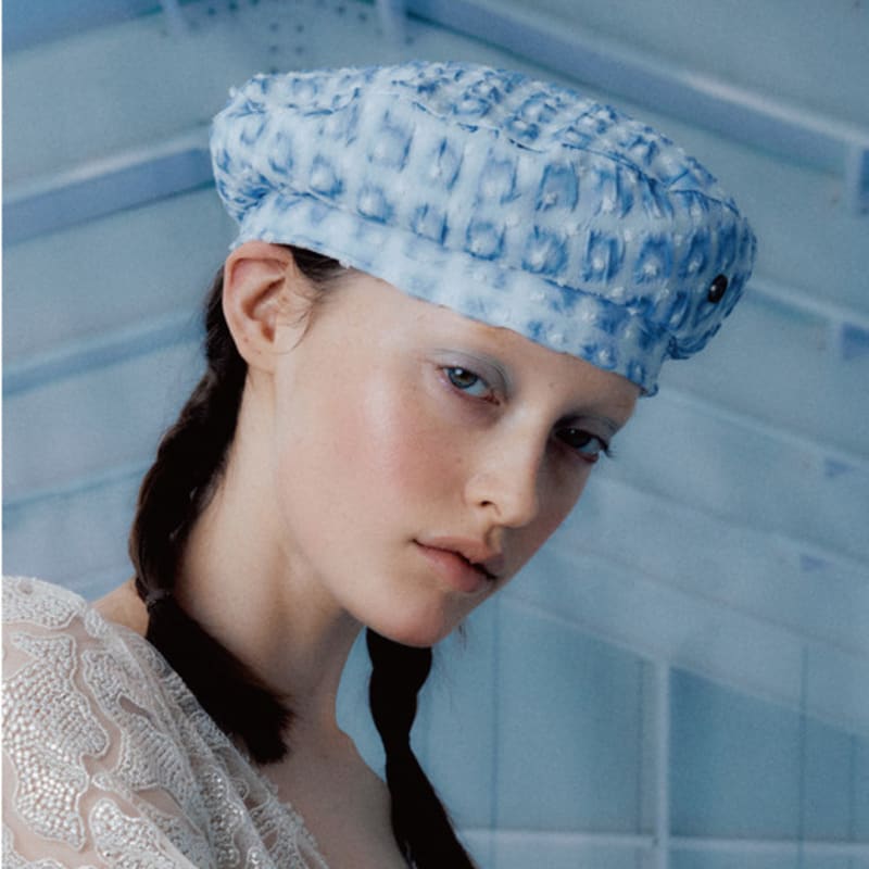 poesiedame WATERY ROOM BERET IN LIGHT BLUE