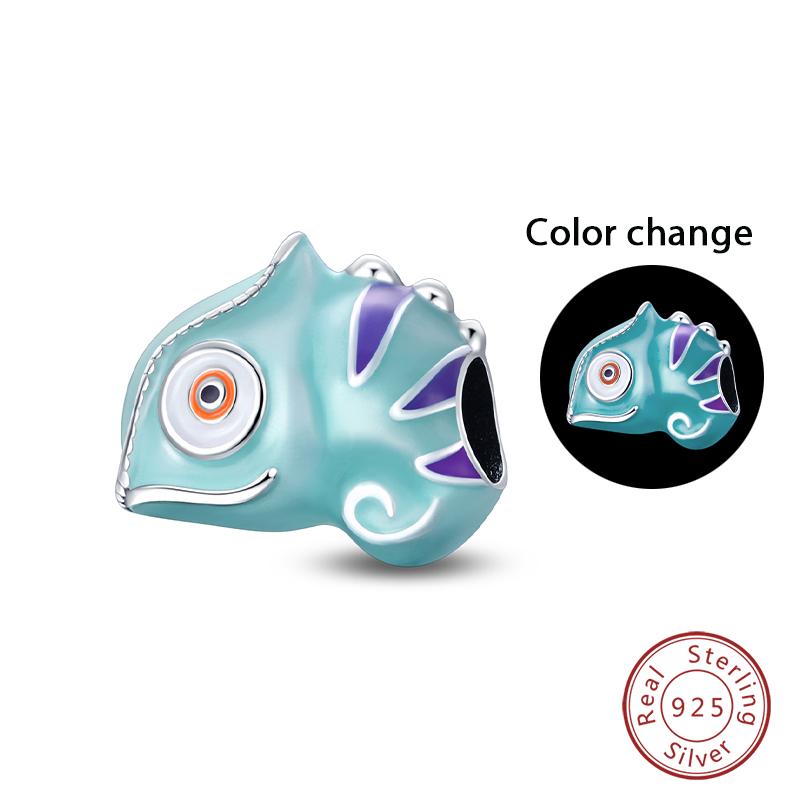 100% Copper Colorful Chameleon Animal Charms Beads Fit Qikaola Original Bracelets Diy Birthday Jewelry Making