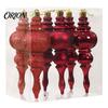 Retro European Style Hanging Decor 6 Pcs Finial Drop Christmas Ornament, Glitter Shatterproof Plastic Matte Texture Ornaments Tree Decoration