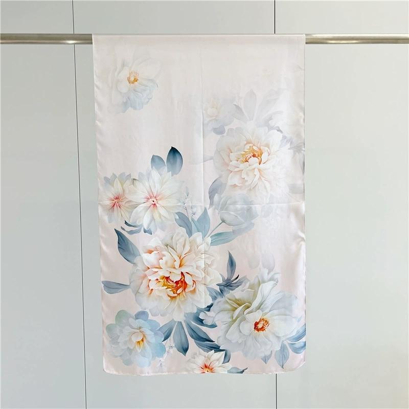 Graceful 100% Pure Silk Scarf Women Elegant Mulberry Silk Floral Neckerchief Scarves Shawls