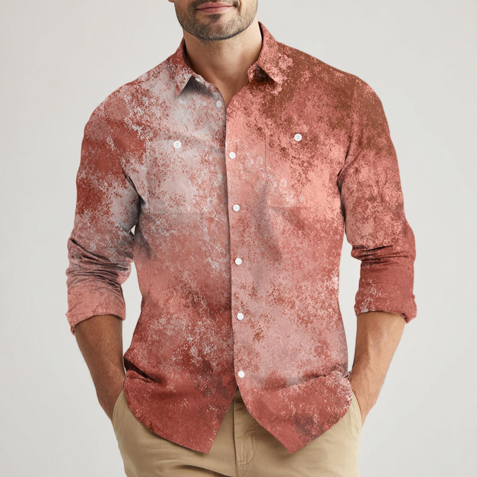 

Мужская свободная классическая рубашка с лацканами и несколькими карманами, промышленная рабочая рубашка-топ XL арбуз красный