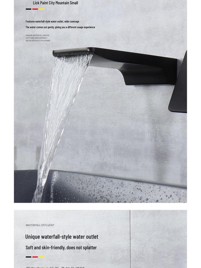 All-Copper Concealed Wall-Mounted Waterfall Basin Faucet (Hot & Cold)