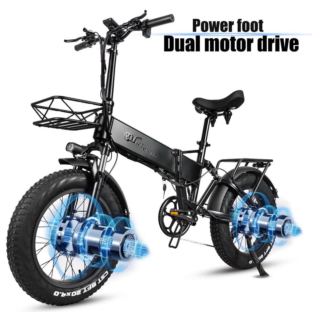 Cmacewheel RX20 MAX Electric Bike Foldable 2x750W 48V 18Ah CST 20*4.0 Inch Fat Tires Folding E-bike Hydraulic Brakes 7 Gears