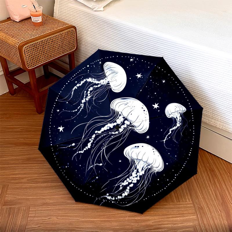 

1 PC Automatic Folding Umbrella - Jellyfish Pattern, Portable & Foldable Design with 8 Ribs, Christmas Birthday Gifts