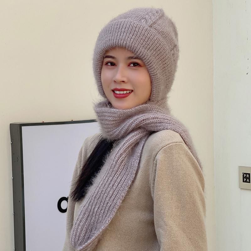 Fashion Winter Hat Scarf Set Women Beanies Caps Warm Skull Bonnet Windproof
