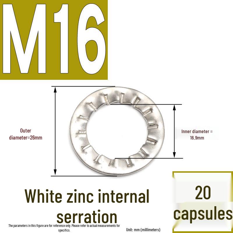304 Stainless Steel External & Internal Tooth Lock Washer, Anti-Slip, Anti-Loosening, Size M6-M30