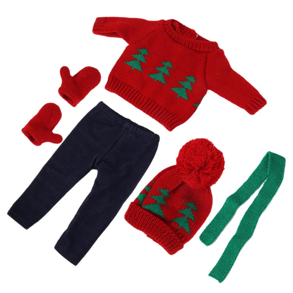 Dukkeklær til babyjente, julegenser, bukser, hatter, dukketilbehør til 18-tommers dukkeQ18-783
