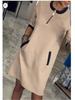 2024 V-Neck Zipper Seven-Sleeve Casual Dress