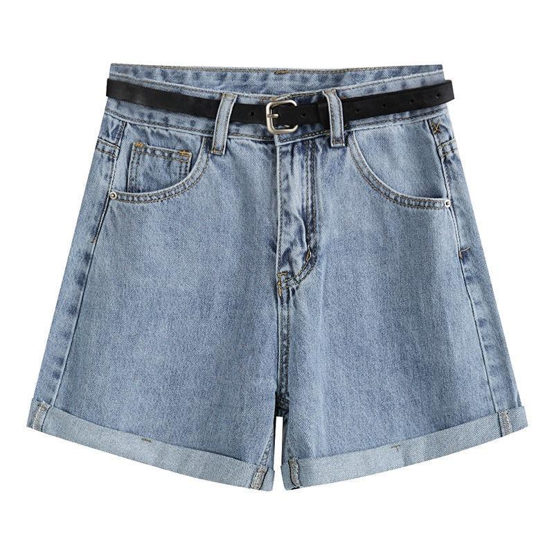 Classic and Minimalist Fashion Versatile Women's High Waist Summer Loose Wide Leg Rolled Outside Wearing Denim Shorts Individuality and Trendiness
