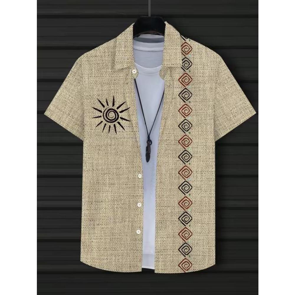 Men's Retro Pattern 3D Print Shirt Button Up Shirt Casual Shirt Summer Shirt Short Sleeve Daily Vacation Clothing
