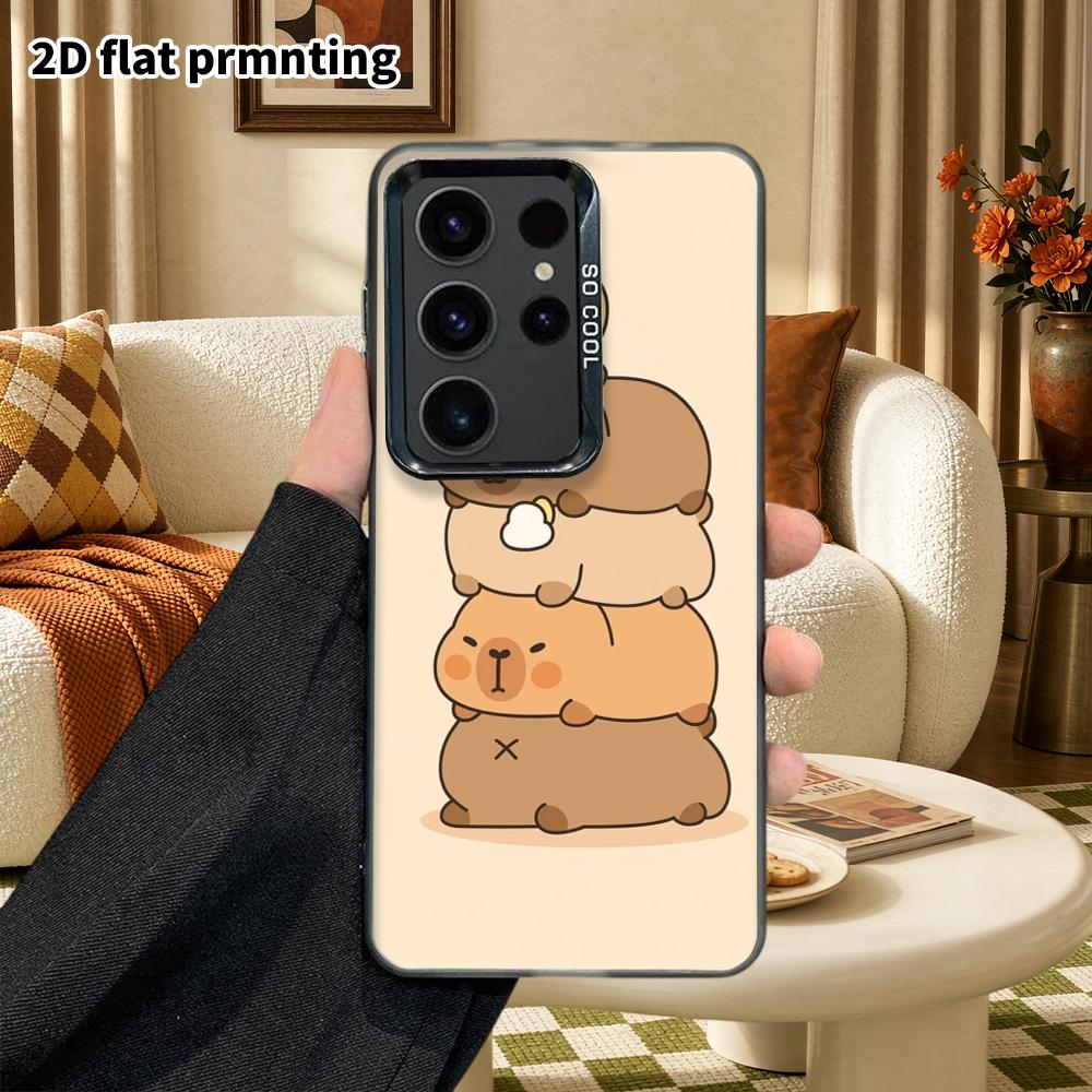 Phone Case: 2D Flat Samsung Galaxy A34 A35 M05 M06 S20 S22 S21 FE Plus 5G Protective Case, Couple Style, Capybara Stacking Fun, Christmas and Hallowee
