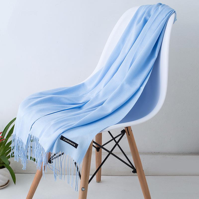 

70*200 см осенне-зимний новый женский кашемировый шарф однотонный имитация кашемира шарф толстая вышитая кашемировая шаль 200*70cm