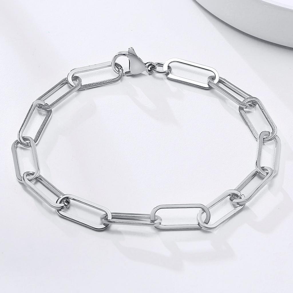 Paper Clip Link Bracelet, Chunky Chain Bracelets, Stainless Steel Hera Chain Link Bracelet for Men Women Jewelry