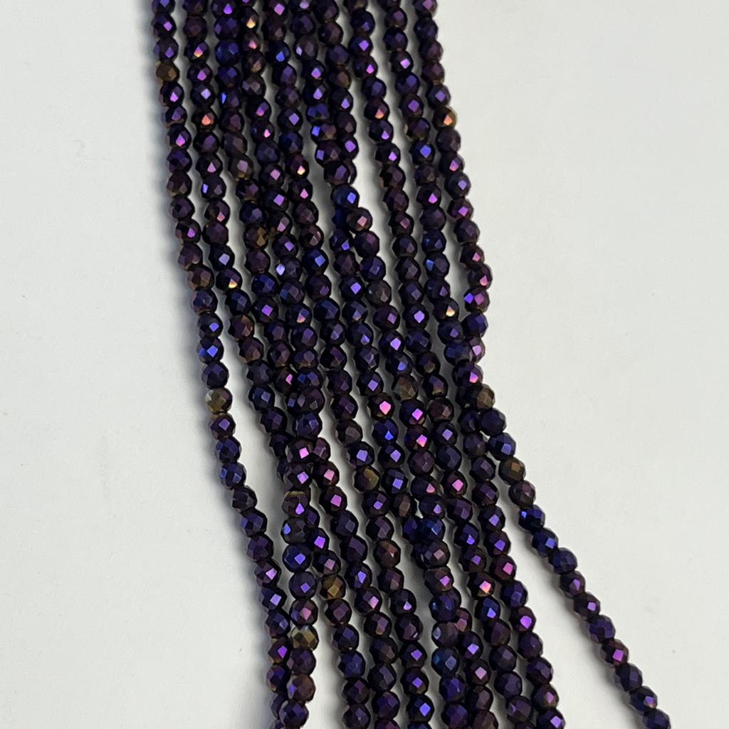 5String, Mystic Iridescent Blackberry Purple Plated Glass Seed Beads 2mm/3mm, 38cm Strand, Dainty Loose Beads for DIY Bracelet Necklace Jewelry Making
