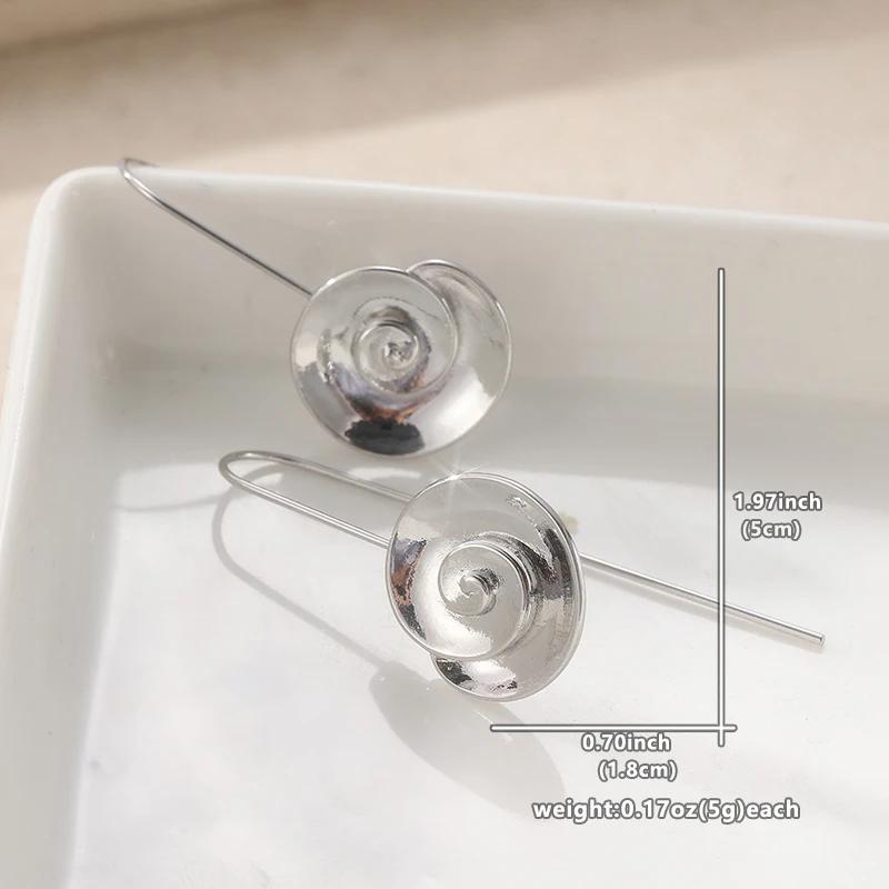 Vintage Simple Spiral Shaped Silvery Plated Pendant Earrings for Women Fashion Classic Banquet Vacation Jewelry Accessories Gift