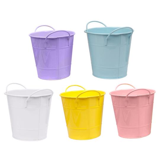Flowerpot Candy Colored Iron Flower Pot Small with Handle Iron Bucket Plants Pen Holder for Home Garden Office