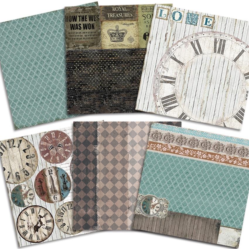 24 de coli Timpul zboară Tampoane de hârtie pentru artizanat Moare de tăiat Fundal de artă Origami Scrapbooking Creare de cărți