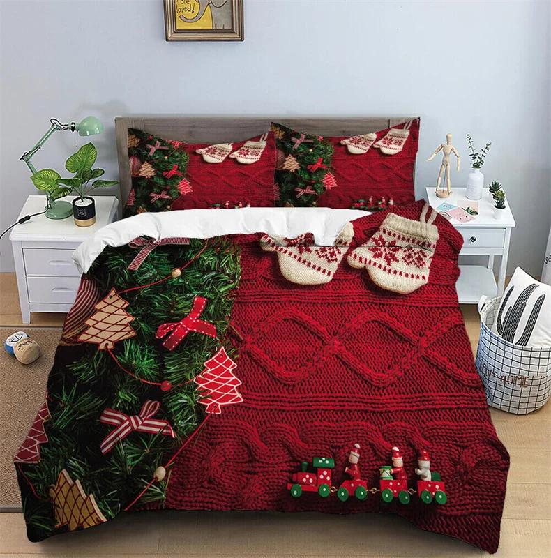 

Christmas Duvet Set Red Festive Atmosphere Decoration nowflakes Printed Bedspread Cover Merry Christmas Theme duvet cover set 135x200cm