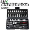 46PCS Car Repair Tool Ratchet Torque Wrench Spanner Screwdriver Socket Set Combo Tools Kit Mechanic Tool Set