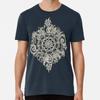 Cream Floral Moroccan Pattern On Deep Indigo S To 5XL Made In the AU/USA T-Shirt