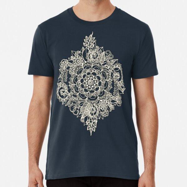 

Cream Floral Moroccan Pattern on Deep Indigo S to 5XL Made in the AU/USA T-Shirt M