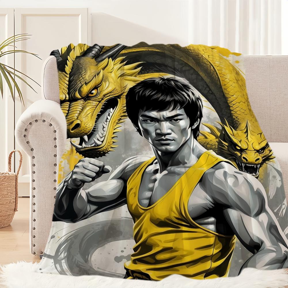 

Плюшевое одеяло Кунг-фу Б-Брюс Л-Ли Подушка для сна Коврик для дивана для Гостиной Теплый Офис Спальня День рождения Дом Путешествия Детские подарки 30x40in
