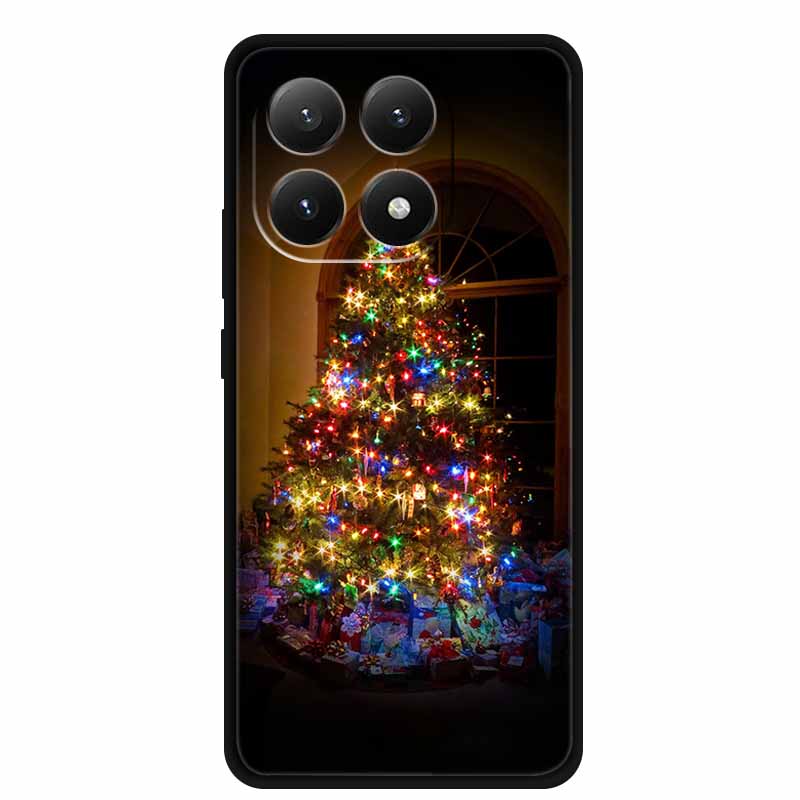 Christmas Cover For Xiaomi 15T 5G Case Black Silicone Cases TPU Santa Claus Christmas Tree Cover Cartoon Deer For Mi 15T 5G 15 T
