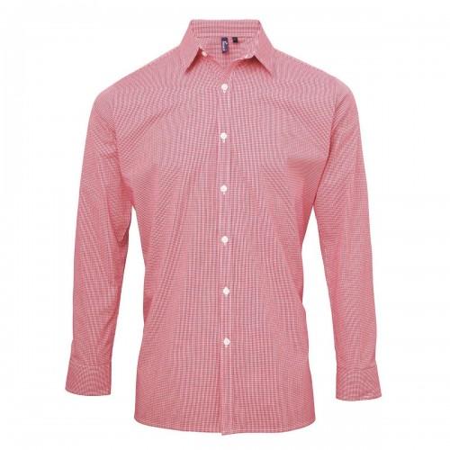 

Premier Mens Gingham Micro Checked Long-Sleeved Shirt M