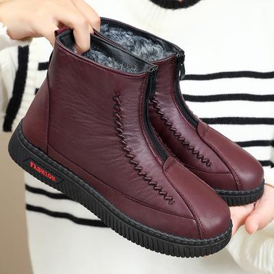 Winter Warm Snow Boots for Women Non-Slip Water Resistant Ankle Booties Shoes Women's Faux Fur Lining Outdoor Comfortable Walking Boots With Zipper