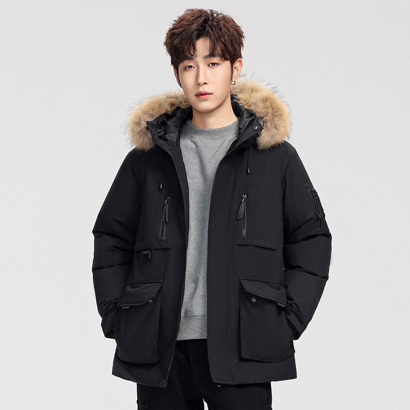 Winter thick down jacket men and women couples tide brand cross-border tooling can be opened two outdoor tooling fur collar pie overcome coat