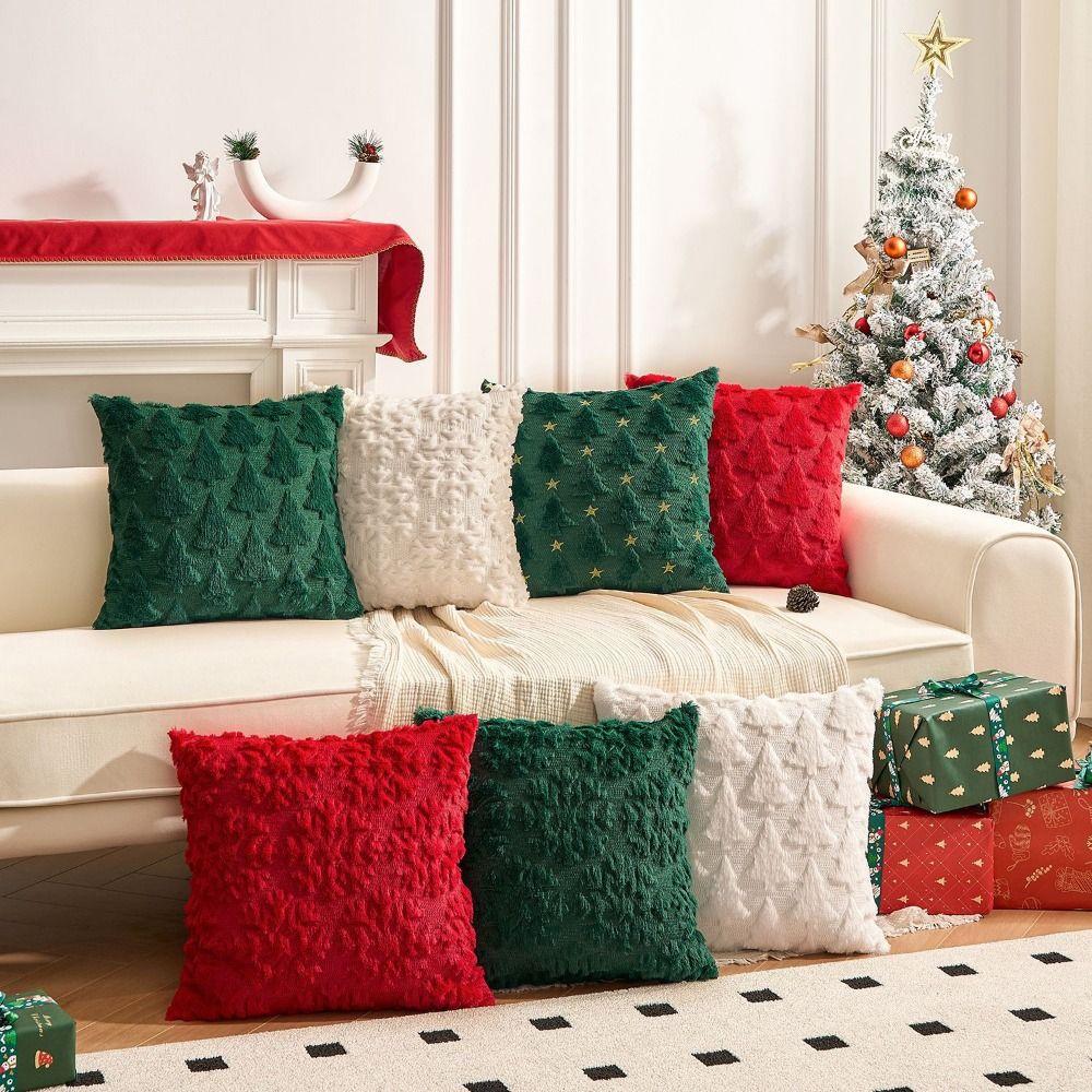 Soft Christmas Plush Pillowcase 3D Pattern Cushion Cover Comfortable Pillow Case  Sofa/Bed