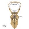 Tassel Long Necklace With Multi Layer Alloy Pendant For Trendy Outfits Retro