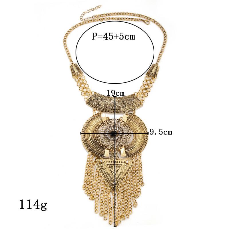 Tassel Long Necklace With Multi Layer Alloy Pendant For Trendy Outfits Retro