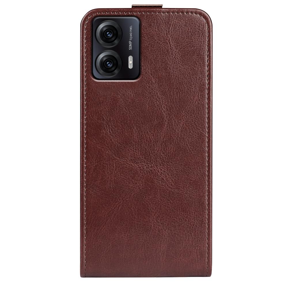 For Motorola Moto G53 5G Crazy Horse Texture PU Leather Card Holder Phone Case Vertical Flip Anti-drop Cover