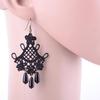Retro Vintage Halloween Black Lace Tassel Statement Dangle Hook Earrings Jewelry