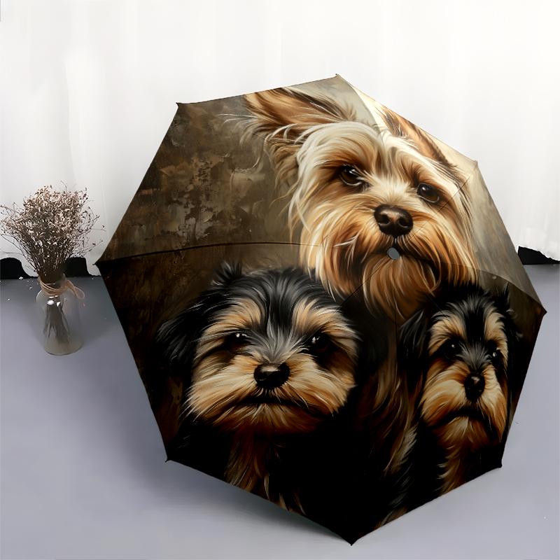 Yorkshire Terrier Pattern, Automatic Folding Umbrella, Portable and Foldable Design, 8 Ribs, a Christmas or Birthday Gift.