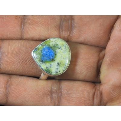 Natural K2 Jasper Solid 925 Sterling Silver Handmade Pear Ring Size US-10 MK-44