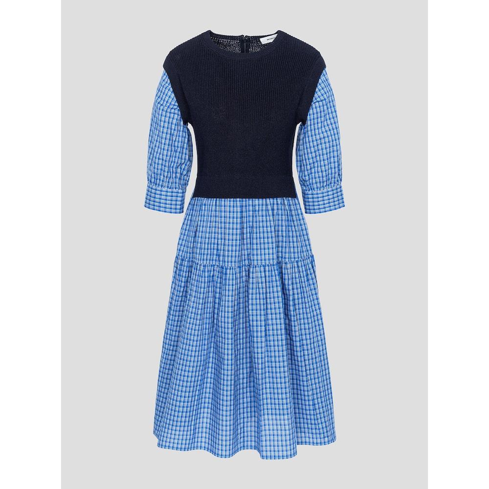Binpolleidiseu Knit Vest Patch Check Dress Blue (Bf5371C04P)
