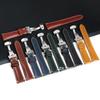 Smooth Genuine Calfskin Leather Watchband 20mm 22mm 24mm Watch Straps with Solid Automatic Butterfly Buckle Business Watch Band