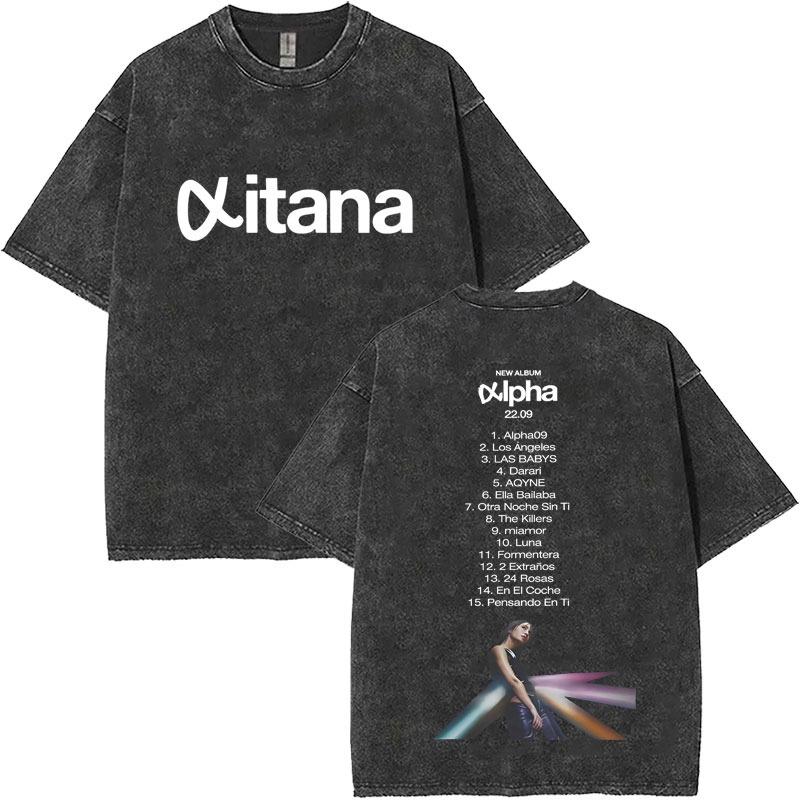 Washed Vintage Singer Aitana Graphic T-shirt CUARTO AZUL Print T-shirts Women Fashion Pop Music T Shrit Streetwear Fans Gift