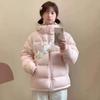 Black couple down cotton-padded clothes women's short women's winter new hooded bread clothes thickened padded jacket