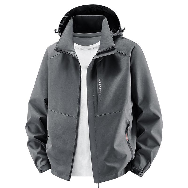 Men's Casual Hooded Windbreaker Jacket - Breathable, Loose Fit, Plus Size, for Spring and Autumn