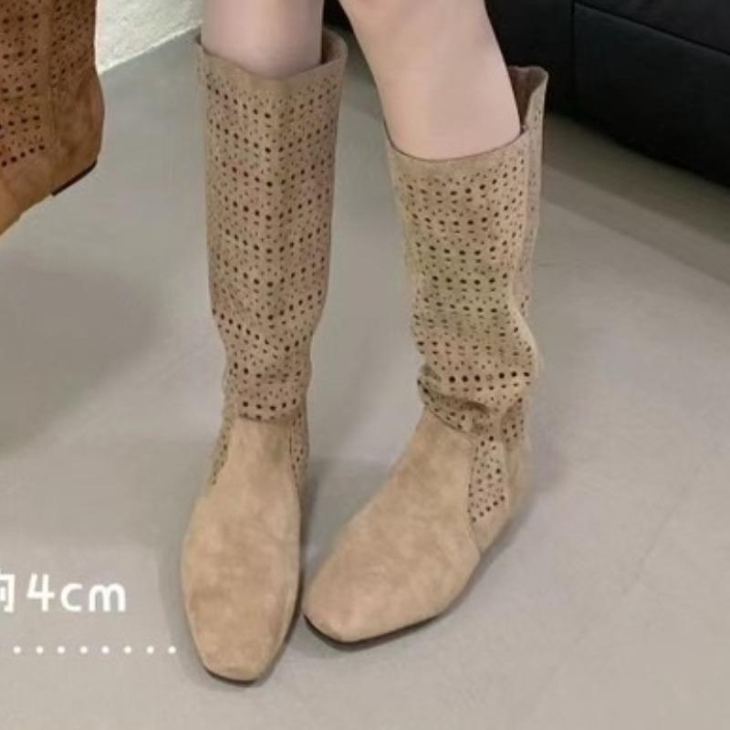 

Модные женские простые удобные высококачественные дизайнерские туфли на высокой платформе с вырезами до колена 2025 весна-осень модные новые ботинки 40 хаки